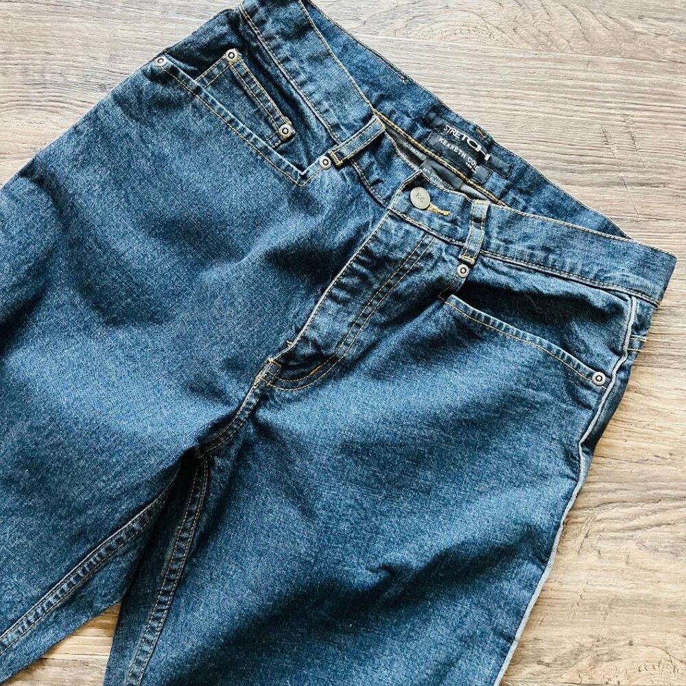 Kenneth Cole Blue Distressed Men's Denim Blue Jeans New 36/30 Size